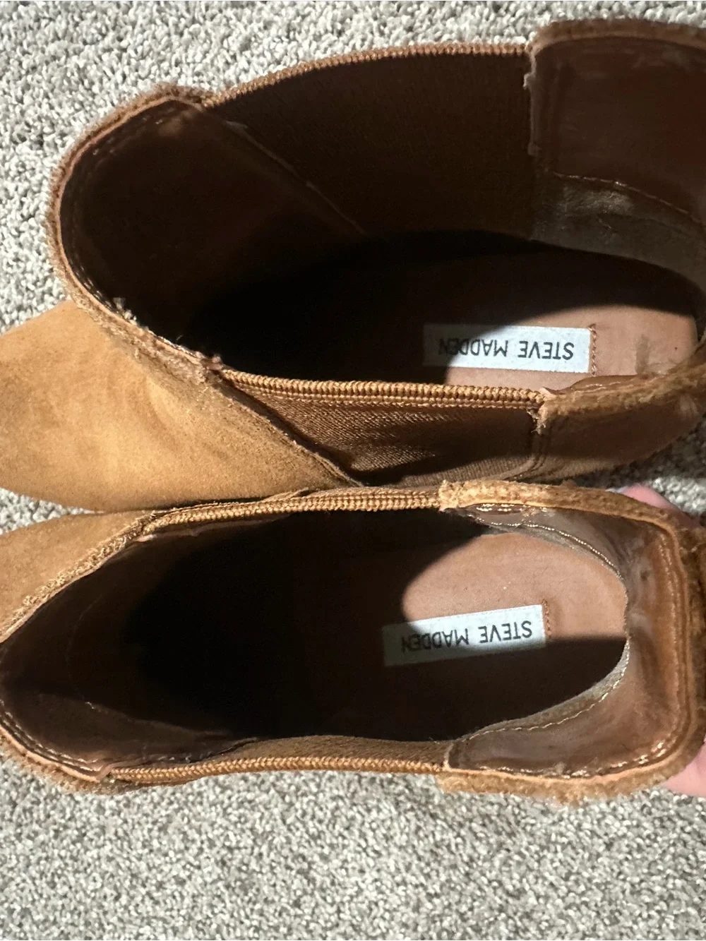 Steve Madden Women's Tan Suede Chelsea Booties - Picture 6 of 6